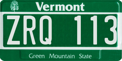VT license plate ZRQ113