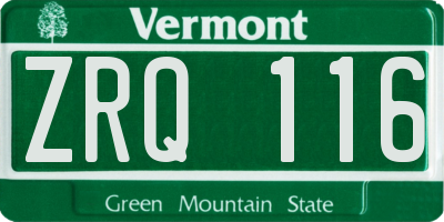 VT license plate ZRQ116
