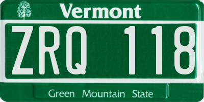 VT license plate ZRQ118