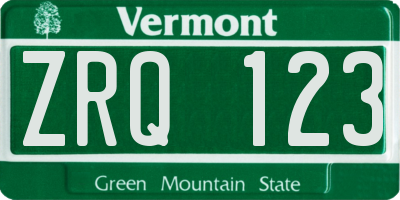 VT license plate ZRQ123