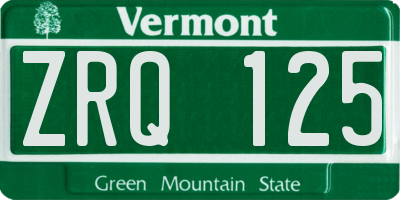 VT license plate ZRQ125