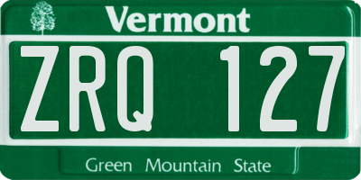 VT license plate ZRQ127