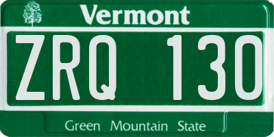 VT license plate ZRQ130