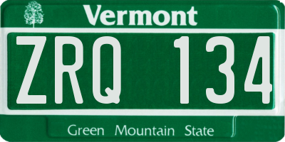 VT license plate ZRQ134