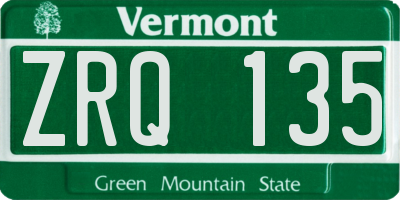 VT license plate ZRQ135