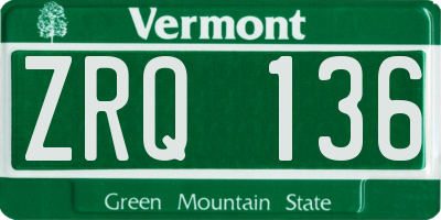 VT license plate ZRQ136