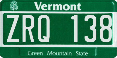VT license plate ZRQ138