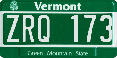 VT license plate ZRQ173