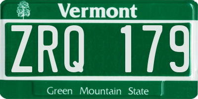 VT license plate ZRQ179