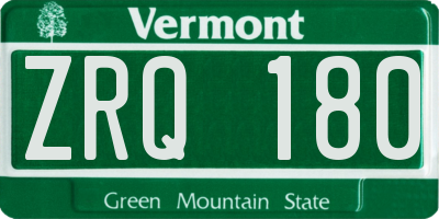VT license plate ZRQ180