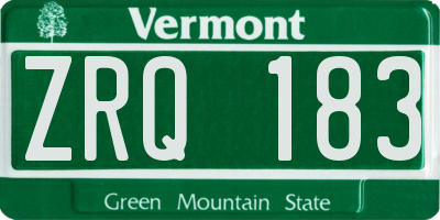 VT license plate ZRQ183