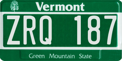 VT license plate ZRQ187