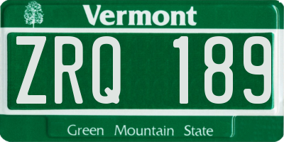 VT license plate ZRQ189