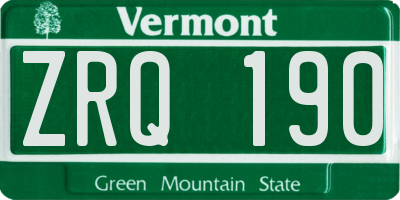 VT license plate ZRQ190
