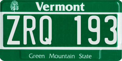 VT license plate ZRQ193