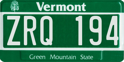 VT license plate ZRQ194