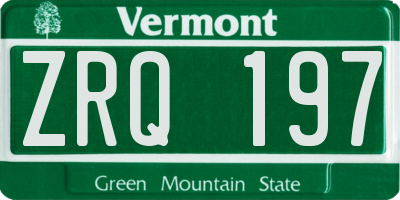 VT license plate ZRQ197