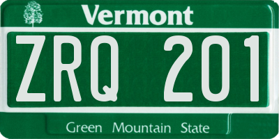 VT license plate ZRQ201
