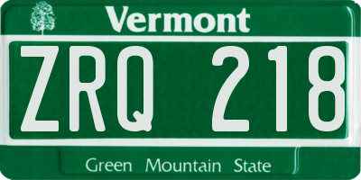 VT license plate ZRQ218