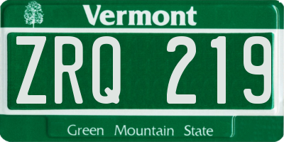 VT license plate ZRQ219