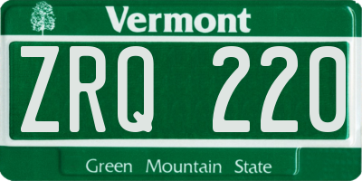 VT license plate ZRQ220