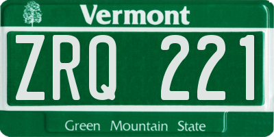 VT license plate ZRQ221