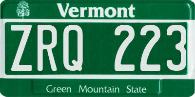 VT license plate ZRQ223
