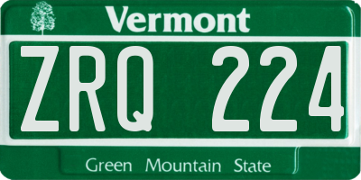 VT license plate ZRQ224