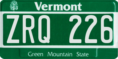 VT license plate ZRQ226