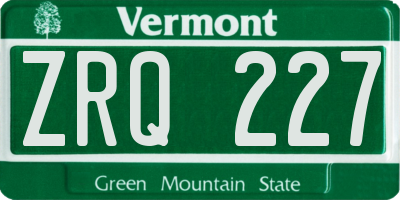VT license plate ZRQ227