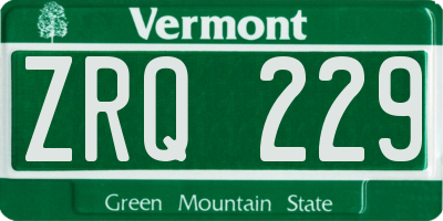 VT license plate ZRQ229