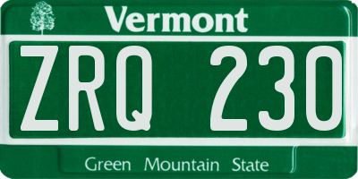 VT license plate ZRQ230
