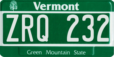 VT license plate ZRQ232