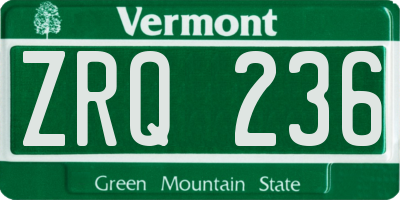 VT license plate ZRQ236