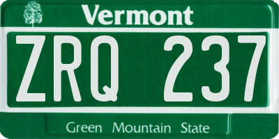 VT license plate ZRQ237