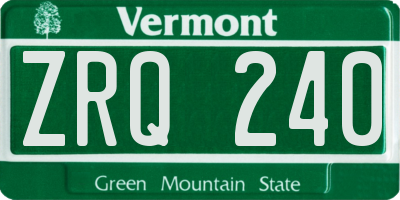 VT license plate ZRQ240