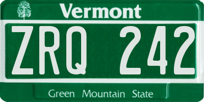 VT license plate ZRQ242