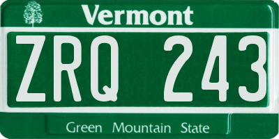 VT license plate ZRQ243