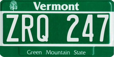 VT license plate ZRQ247