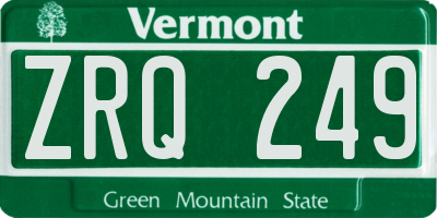 VT license plate ZRQ249