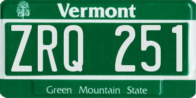 VT license plate ZRQ251