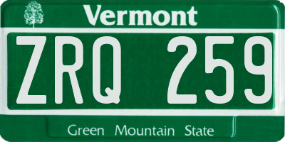 VT license plate ZRQ259