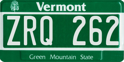 VT license plate ZRQ262