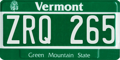 VT license plate ZRQ265