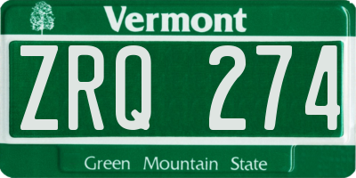 VT license plate ZRQ274