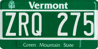 VT license plate ZRQ275