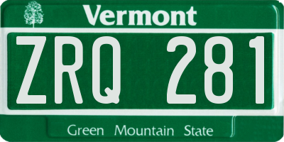 VT license plate ZRQ281