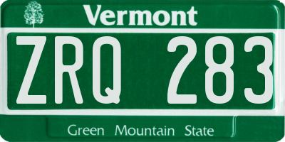 VT license plate ZRQ283