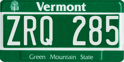 VT license plate ZRQ285