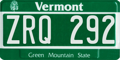 VT license plate ZRQ292